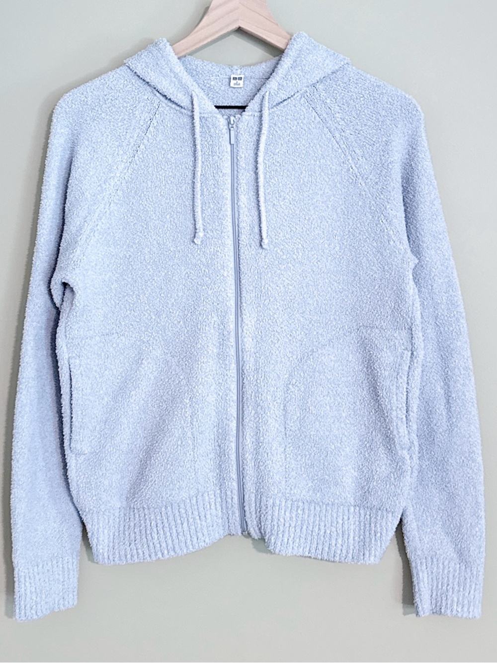 UNIQLO Cozy Full Zip Hoodie Sweatshirt Light Blue Size Small